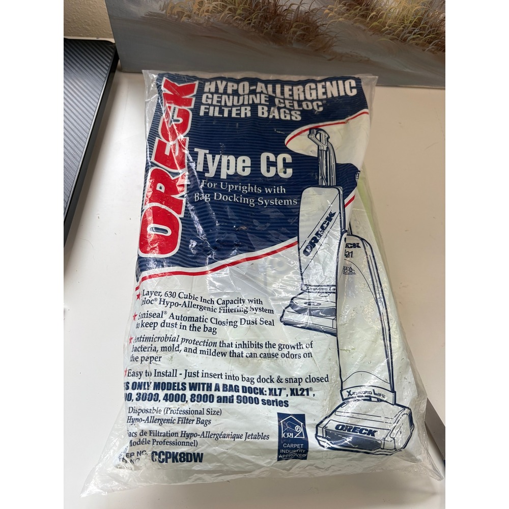 Oreck Type CC Hypo-Allergenic Celoc Filter Bags 8 Pack CCPK8DW XL Series Upright
